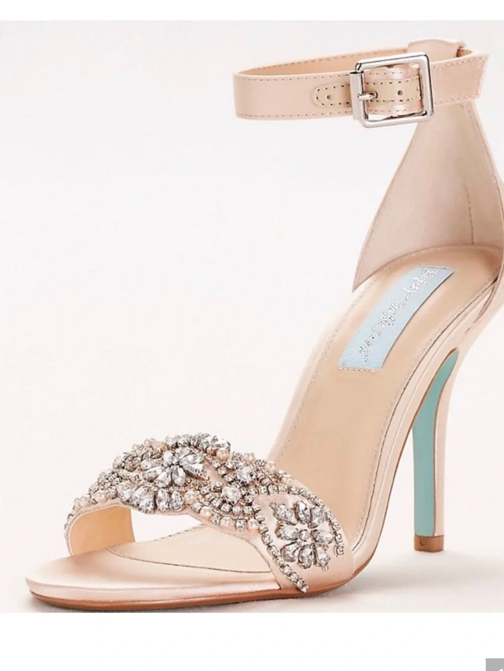 Betsey Johnson Champagne Embellished Ankle-Strap Heels women’s size 7 bridal